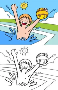 Pool with ball Stock Illustration