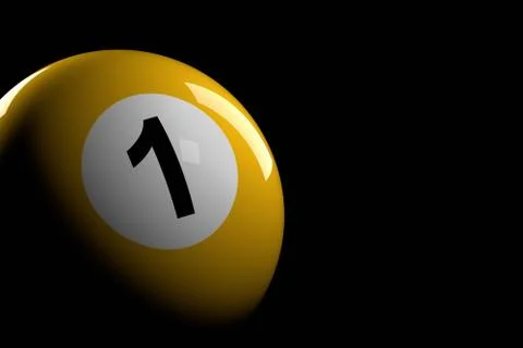 Pool Ball Number 1, 3D Rendering Illustrazione stock