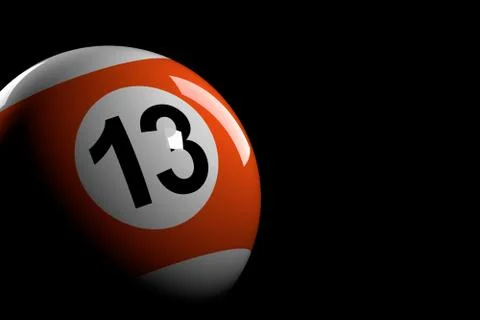 Pool Ball Number 13, 3D Rendering Illustrazione stock