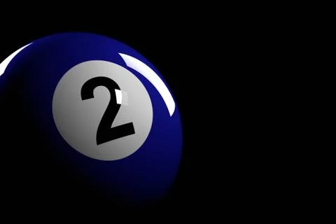 Pool Ball Number 2, 3D Rendering Illustrazione stock