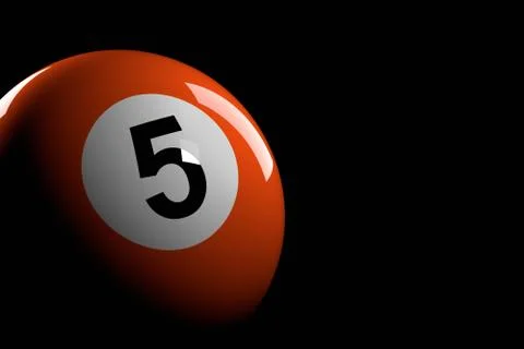 Pool Ball Number 5, 3D Rendering Illustrazione stock