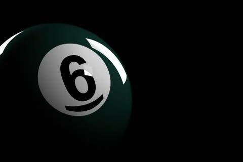Pool Ball Number 6, 3D Rendering Illustrazione stock