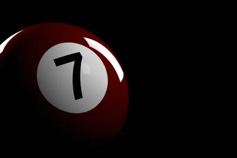 Pool Ball Number 7, 3D Rendering Illustrazione stock