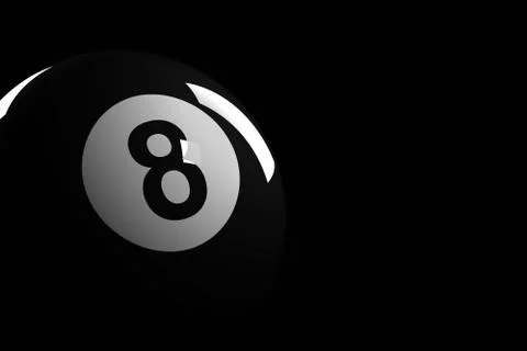 Pool Ball Number 8, 3D Rendering Illustrazione stock