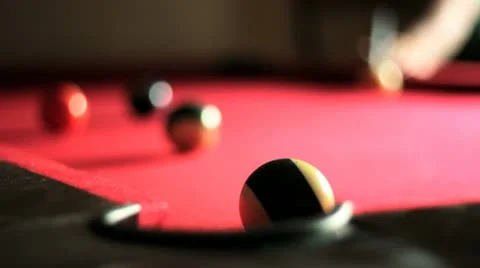 Pool Ball into Pocket Shot  Stock Footage 11024576