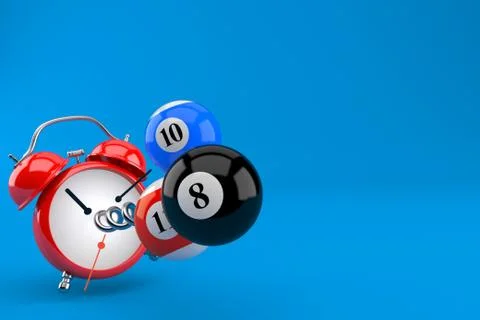 Pool balls with alarm clock Stock Illustration