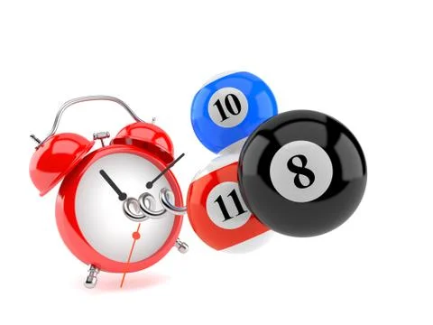 Pool balls with alarm clock Stock Illustration