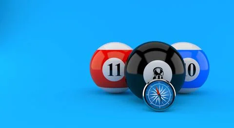 Pool balls with compass Stock Illustration