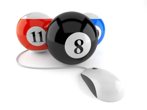 Pool balls with computer mouse Stock Illustration
