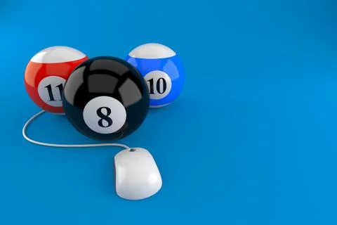 Pool balls with computer mouse Stock Illustration