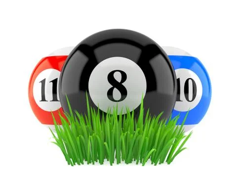 Pool balls on grass Stock Illustration