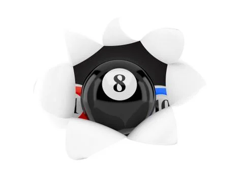 Pool balls inside hole from torn paper Stock Illustration