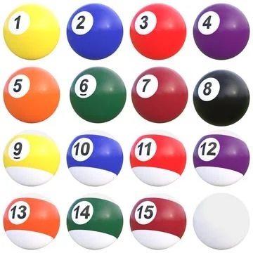 Pool balls with numbers collection isolated on white background イラスト素材