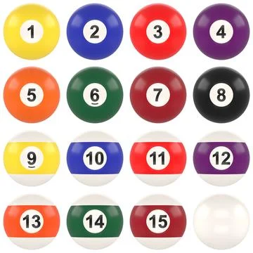Pool balls with numbers collection isolated on white background イラスト素材