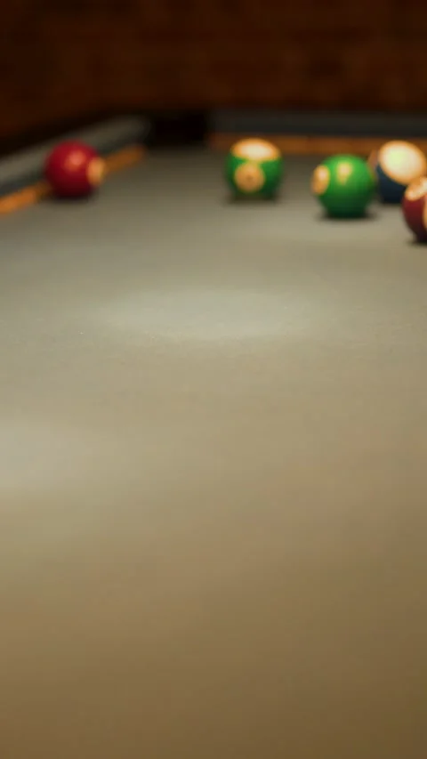 Pool Balls Scattering on Billiard Table After Break Shot Stock Footage 321851044