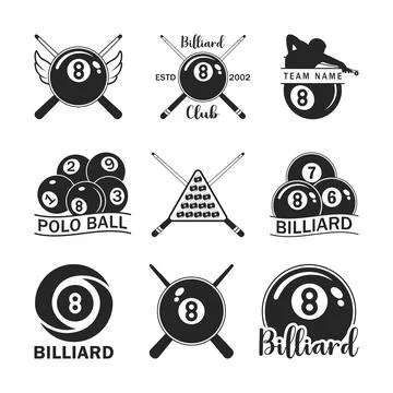 Pool Balls Set 1-15, Billiard 8 ball logo, pool balls Silhouette, Stock-Illustration