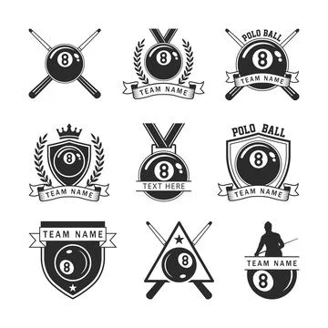 Pool Balls Set 1-15, Billiard 8 ball logo set. Billiard balls svg 스톡 일러스트