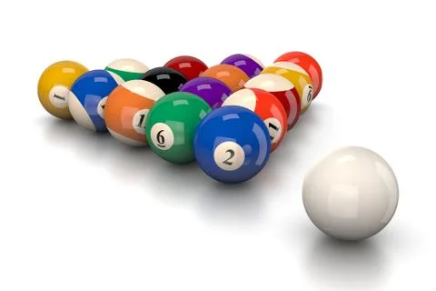 Pool Balls Smash on White Background 3D Illustration Stock Illustration