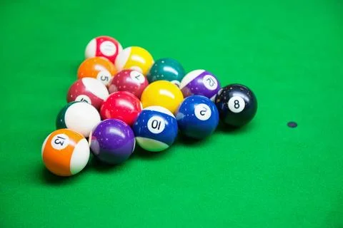 Pool balls on snooker table Stock Photos