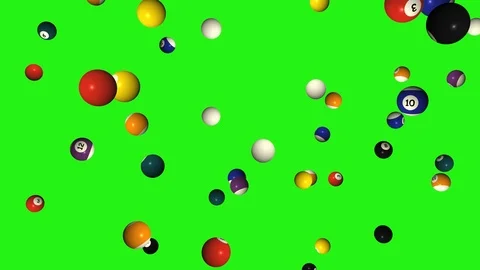 Pool balls V1 - seamless looping, green screen and 4K Stock Footage 89457855