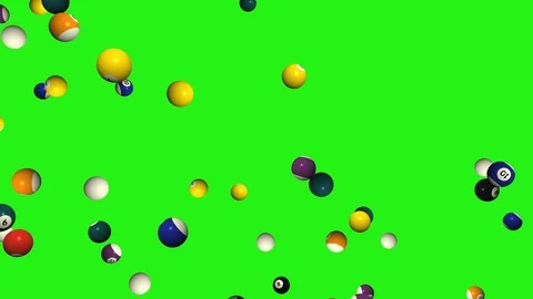 Pool balls V3 - seamless looping, green screen and 4K Stock Footage 89458696