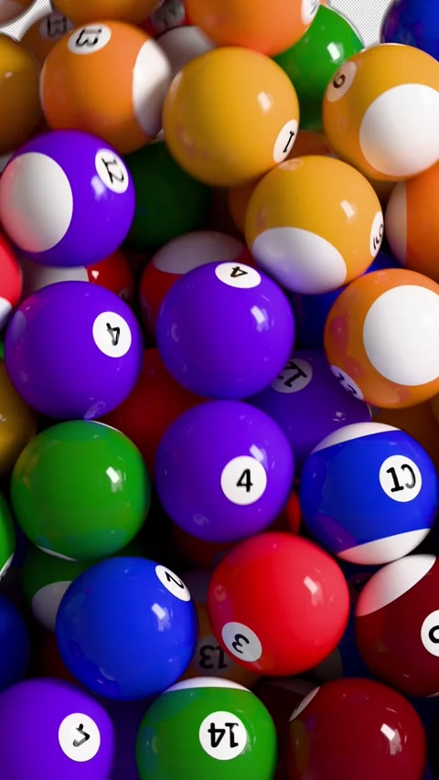 Pool Balls Vertical Cascade Transition with Alpha on Transparent Background. 3D Video stock 329224788