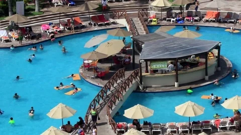 Pool bar and people Stock Footage 81183201