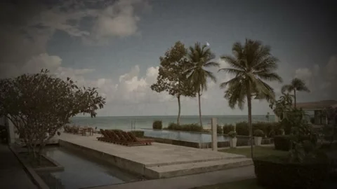 Pool bar by the beach Stock Footage 131844175