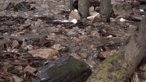 Pool at base of waterfall with streams Stock Footage 88010826