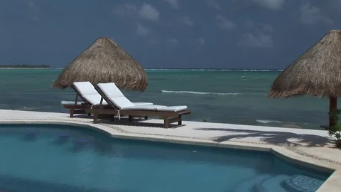 A pool by the beach in Mexico Stock Footage 72572134