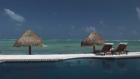 A pool by the beach in Mexico Stock Footage 72572146