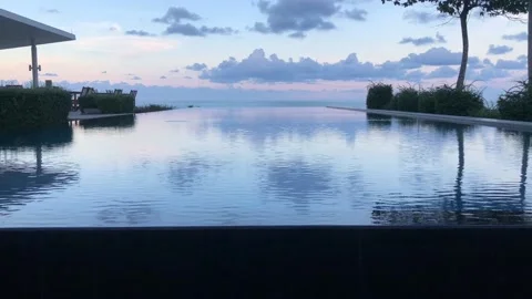 Pool by the beach at sunset Stock Footage 131844112