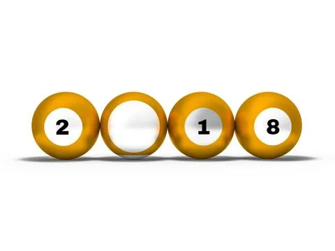 Pool billiard balls in new year 2018 position. 3D Stock-Illustration