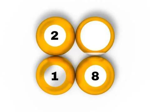 Pool billiard balls in new year 2018 position. 3D Stock-Illustration