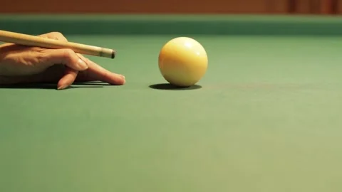 Pool billiard hit of the white ball Stock Footage 142222100