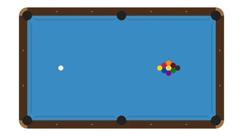 Pool Billiard Table Top View with Blue Tournament Style Felt Stock Illustration