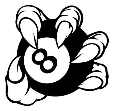 Pool Billiards Ball Monster Hand Claws Talons Stock Illustration