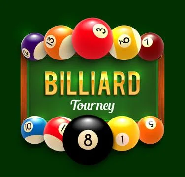 Pool billiards vector tourney poster Stock Illustration