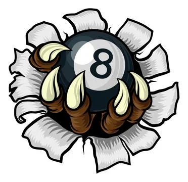 Pool Black Eight Ball Claw Cartoon Monster Hand イラスト素材