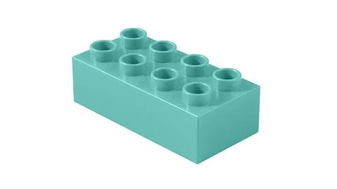 Pool Blue Plastic Lego Block Isolated on a White Background. Stock Illustration