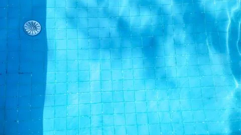 Pool bottom with drain on the left side Stock Photos