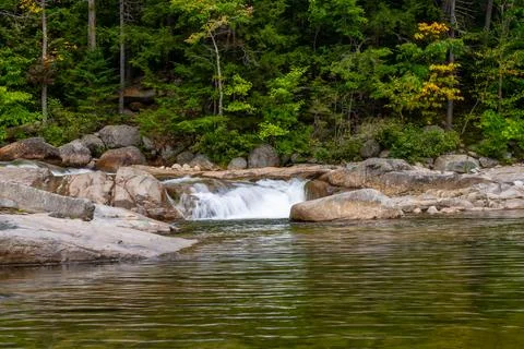 Pool at the bottom of the Lower Falls of the Swift River in White Mountain Stock Photos