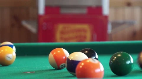 Pool Break with Cue Ball Video stock 51462172