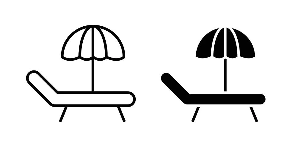 Pool chair icon linear versions pack on white background 스톡 일러스트