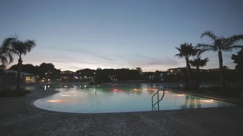 Pool with changing color lights Stock Footage 86736924