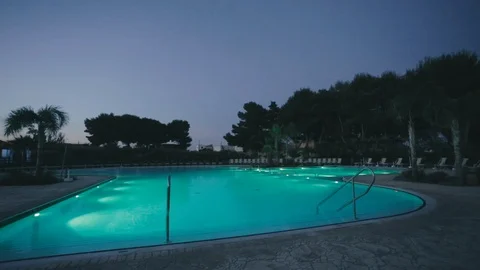Pool with changing color lights Stock Footage 86736965