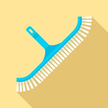Pool clean brush icon, flat style Stock Illustration