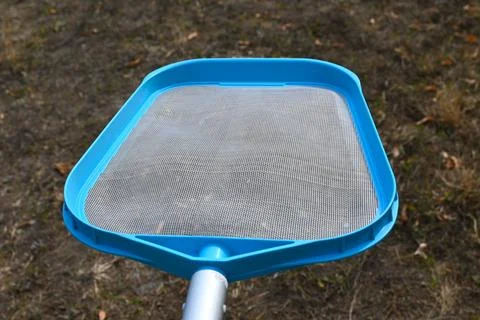 Pool cleaning net with blue frame Foto stock
