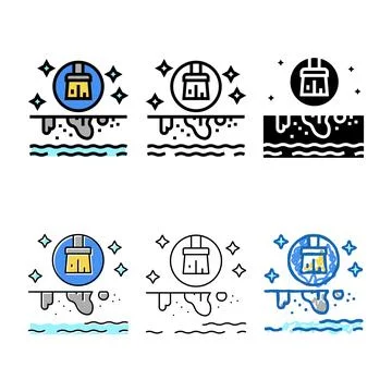Pool cleaning pack services color icon vector Stock Illustration