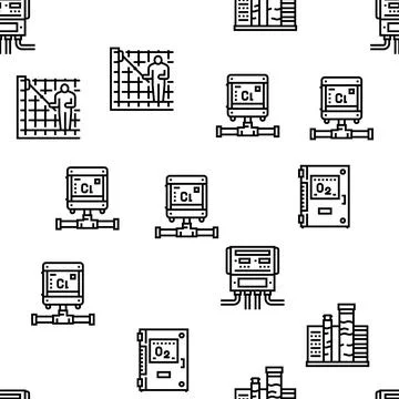 Pool Cleaning Service Vector Seamless Pattern Illustrazione stock